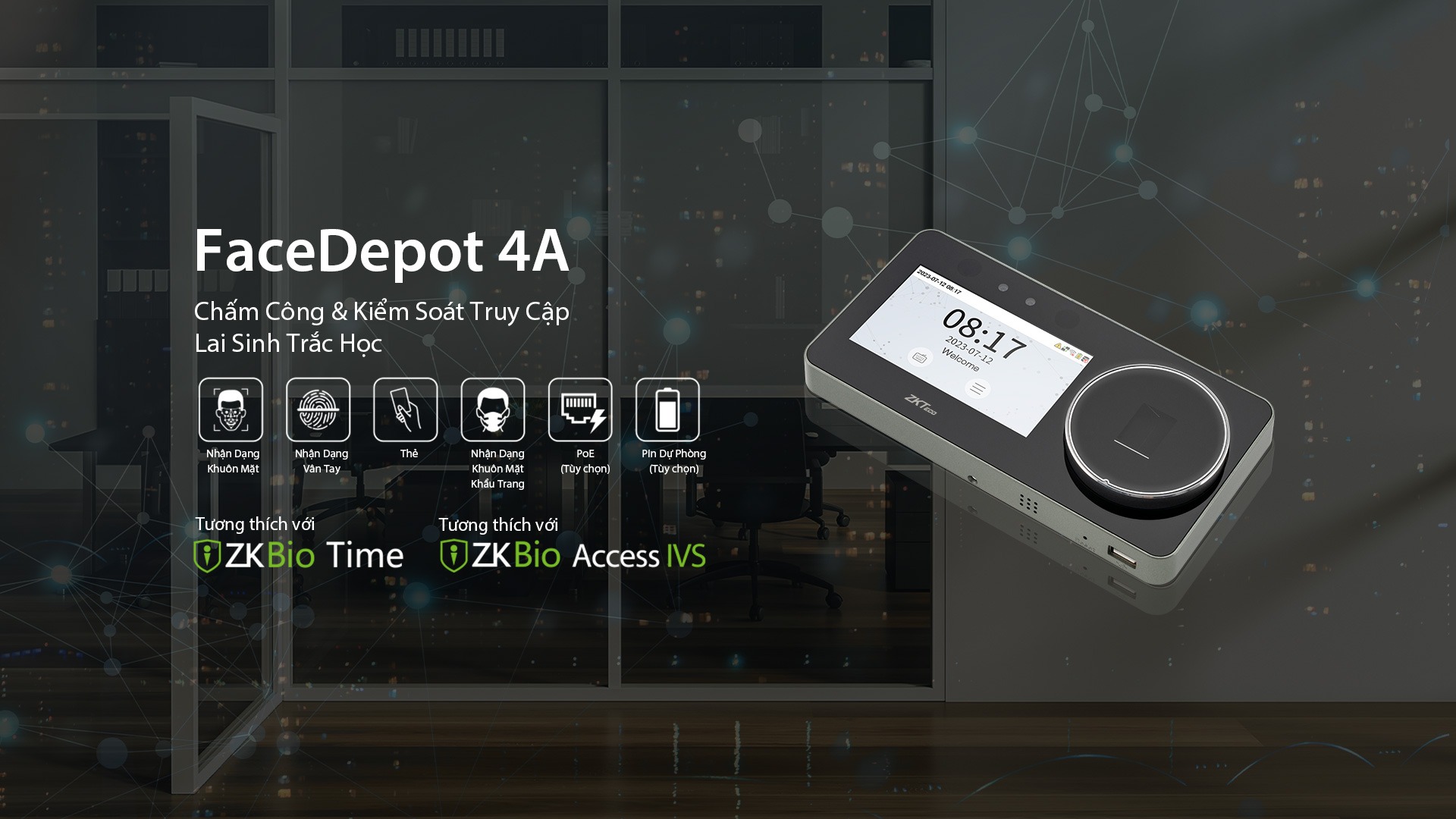 may cham cong zkteco FaceDepot 4A